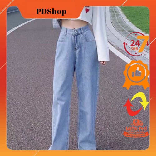 Quần ống rộng nữ quần jean bò ống rộng quần jean bò ống suông jeans nữ cạp cao PDShop | WebRaoVat - webraovat.net.vn