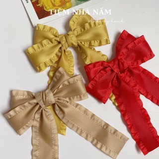 🎀 KẸP TÓC NƠ DÀI VIỀN BÈO TIỂU THƯ - [ Nhà Nấm handmade ]