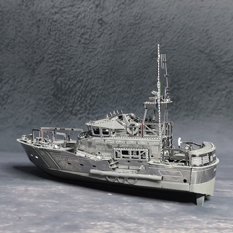 Mô hình kim loại lắp ghép lắp ráp trang trí 3D-Thuyền tuần tra cảnh sát biển bằng thép không gỉ