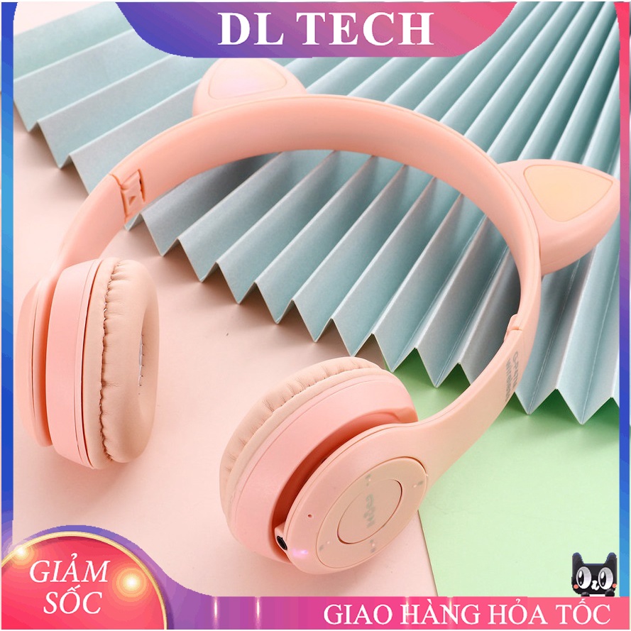 Tai Nghe mèo Bluetooth P47-M Chụp tai có Mic Headphone không dây Dễ Thương tai mèo nghe nhạc, chơi game DL TECH