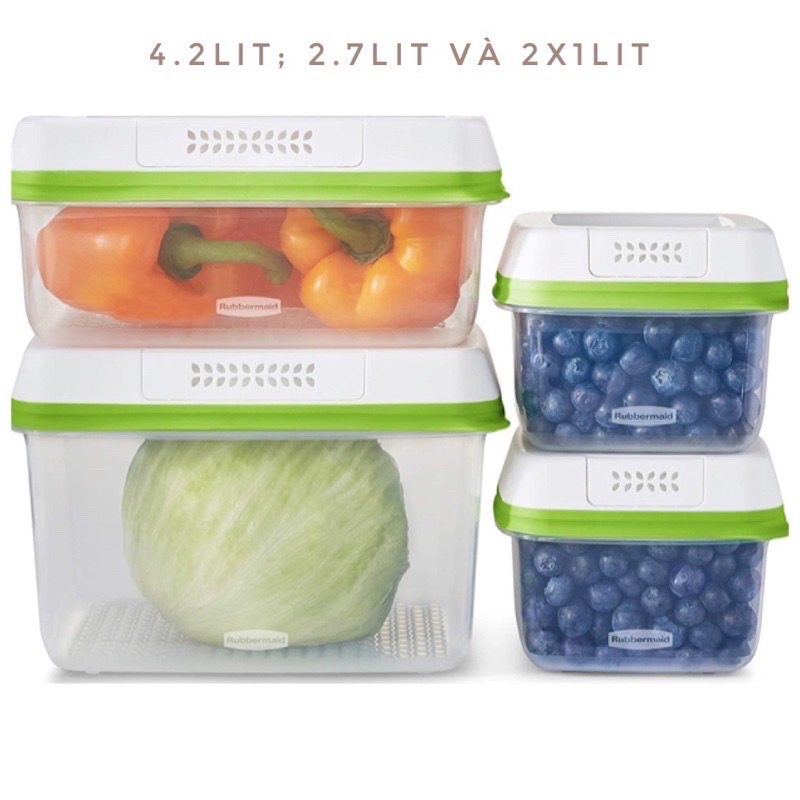 Set rau thở Rubbermaid 4 hộp