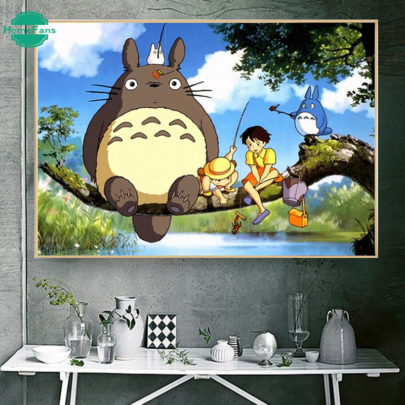 Bộ tranh đính đá 5D tự làm 40*30cm hình Totoro dễ thương