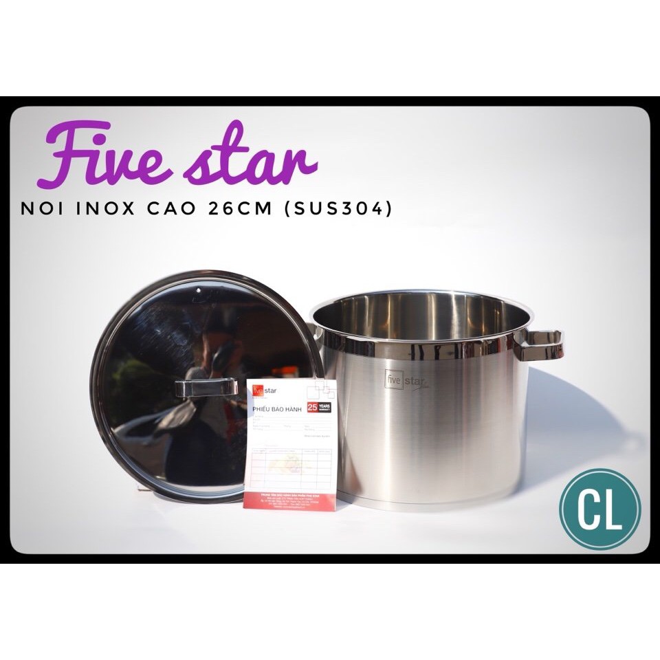 Nồi inox Fivestar dáng cao 304 dùng bếp từ