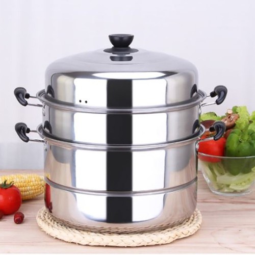 Nồi hấp inox 2 tầng và 3 tầng size 28cm siêu to, hấp được trên bếp ga và bếp từ, hấp xôi, bánh bao