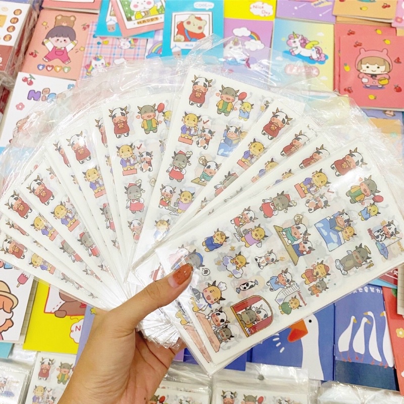 STICKER BÒ SỮA SET 6 TẤM