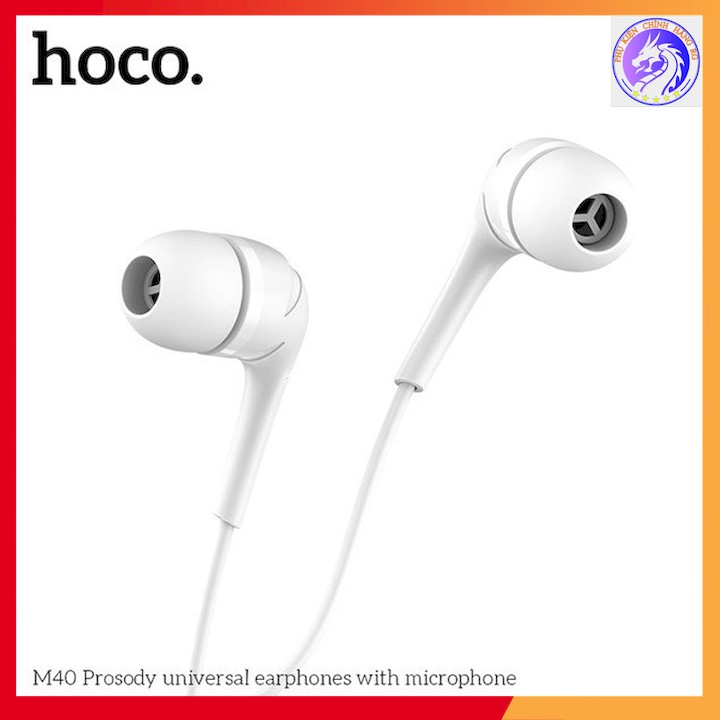 Tai Nghe Jack 3.5mm Hoco M40 Có Mic Dài 1m Có Nút Điều Khiển Kèm Nút Đeo Chống Đau Tai Hàng Chính Hãng