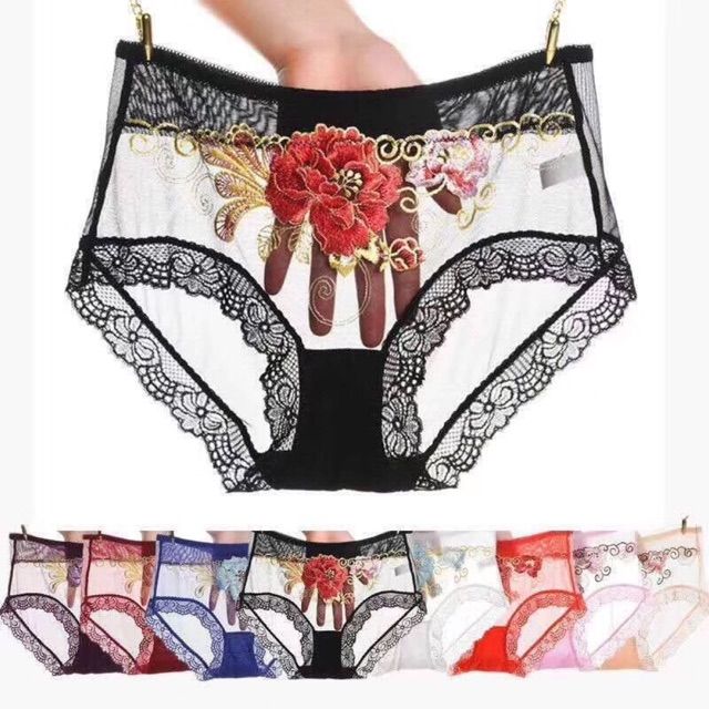 Sét 5 quần lót ren lưới, quần hoa hồng