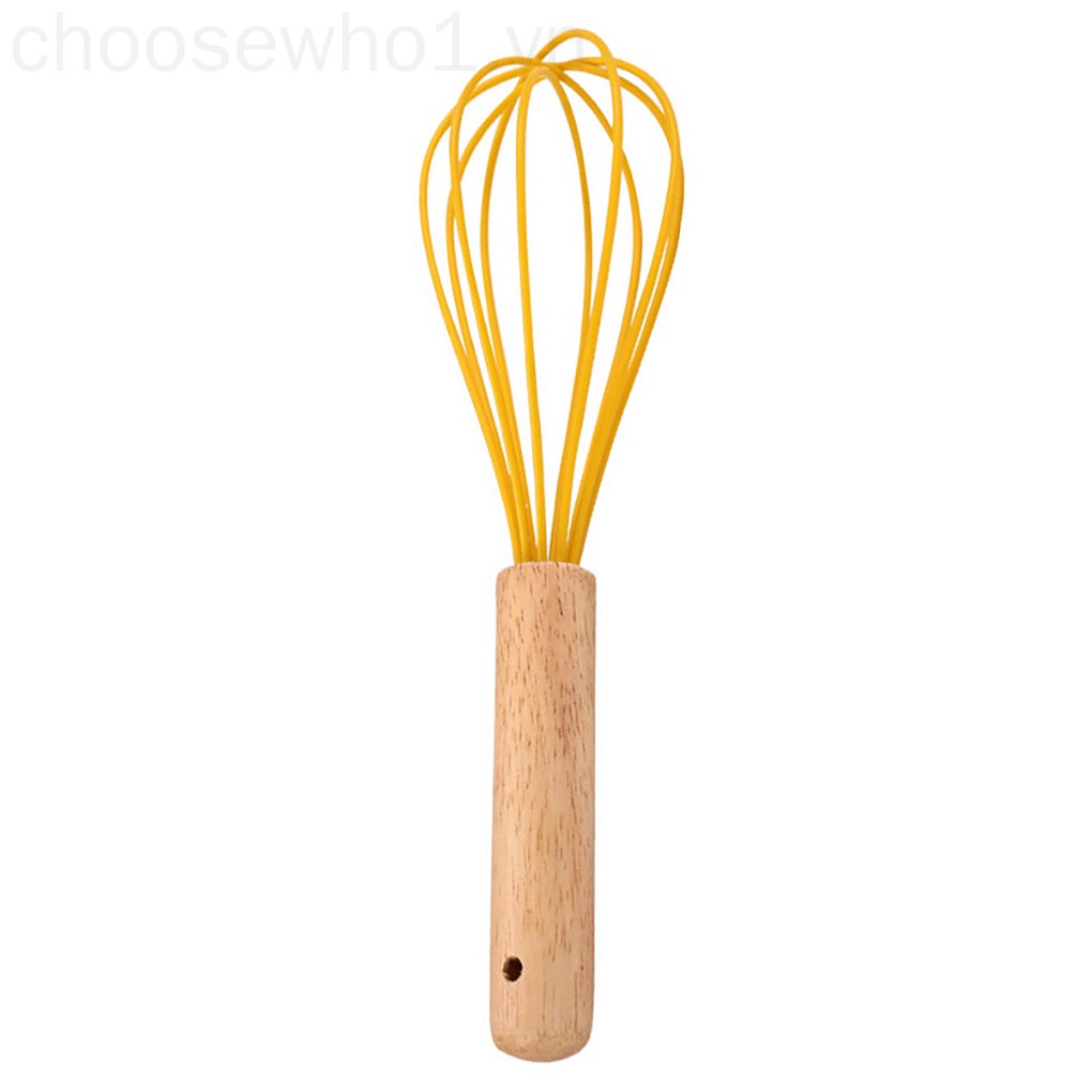 Dụng cụ đánh trứng cầm tay bằng silicon tay cầm bằng gỗ tiện dụng cho nhà bếp