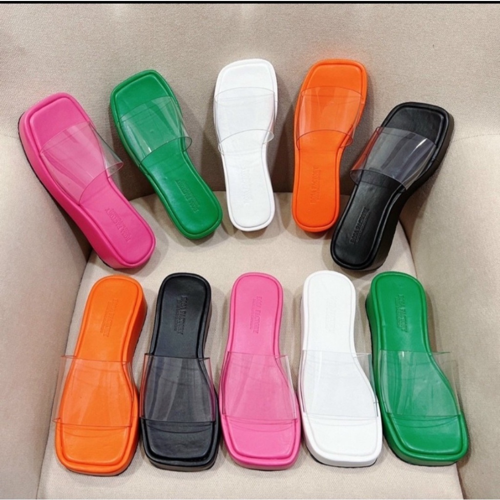 Dép bánh mì đế xuồng Quai Ngang Trong Suốt Cao Cấp Đế Dày 5P Chống Trượt Dễ Phối Đồ Thời Trang Cho Nữ