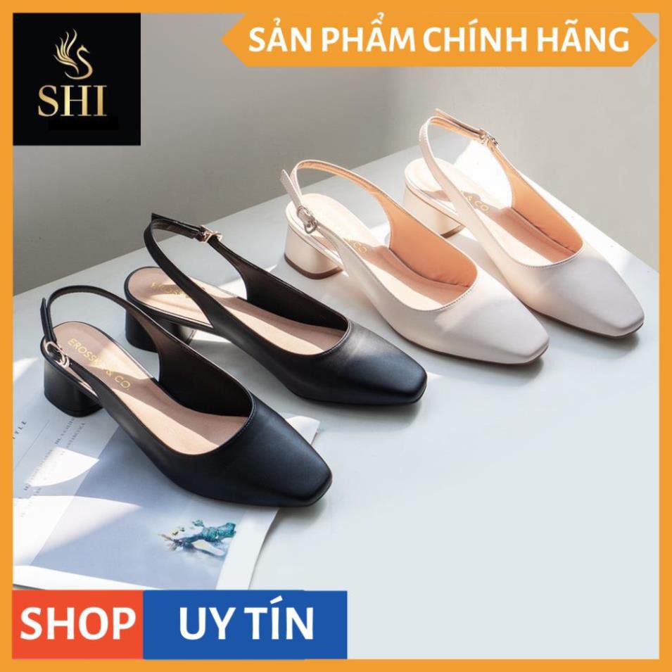 Giày cao gót slingback Erosska mũi vuông kiểu dáng basic gót vuông vững chắc màu đen _ EL013 | BigBuy360 - bigbuy360.vn