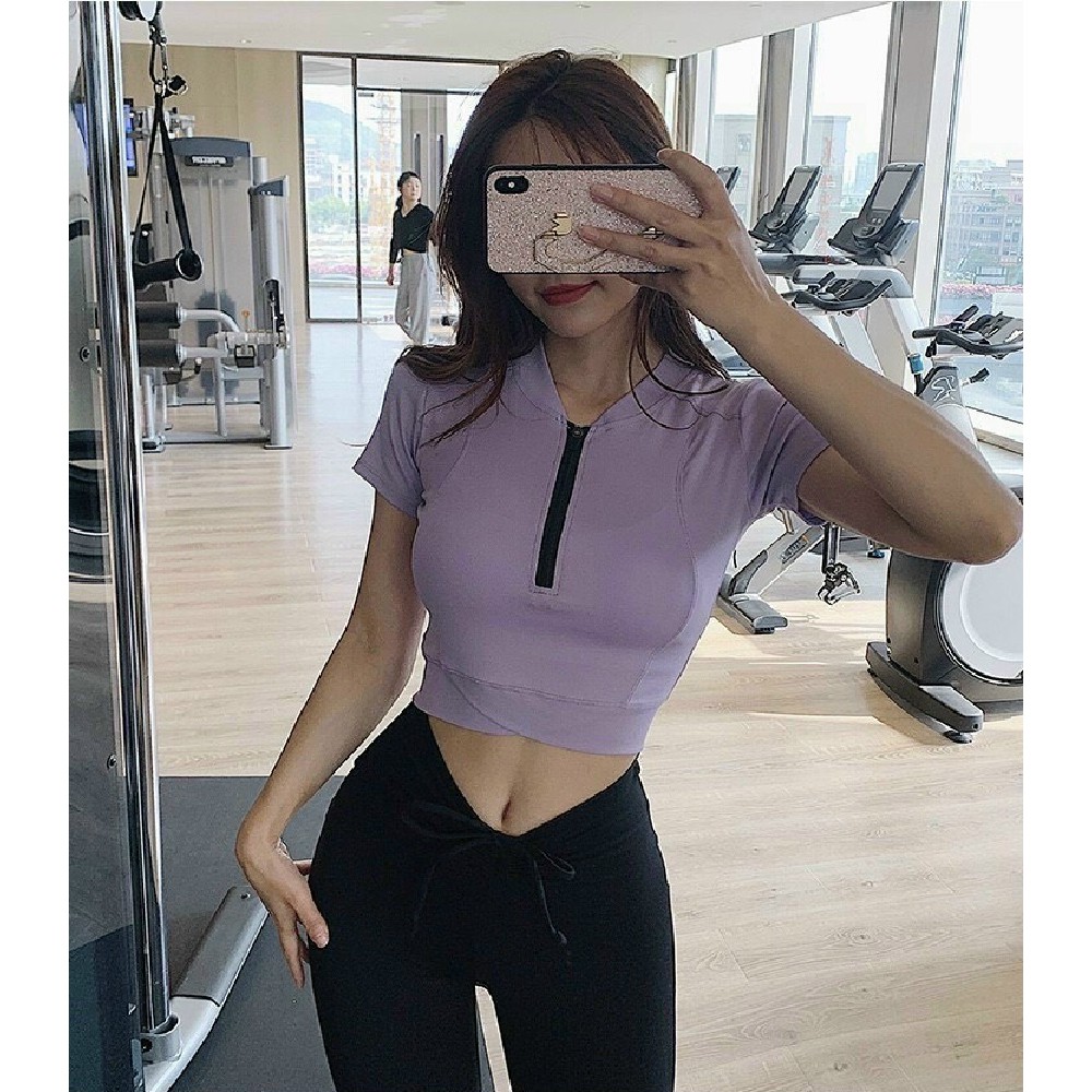 Áo croptop cao cấp kéo khoá (đồ tập gym-yoga-zumba nữ)