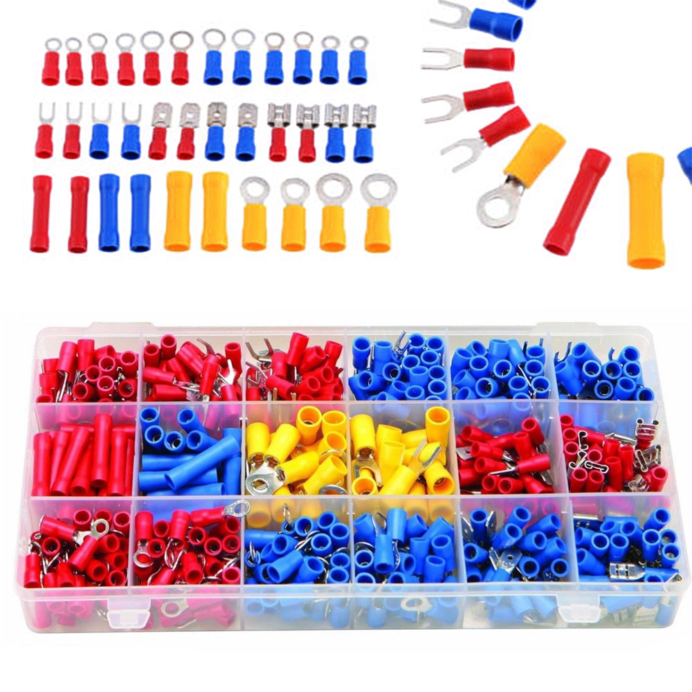 Bộ 300 đầu nối dây cáp cách điện bằng nhựa pvc kèm hộp đựng màu ngẫu nhiên