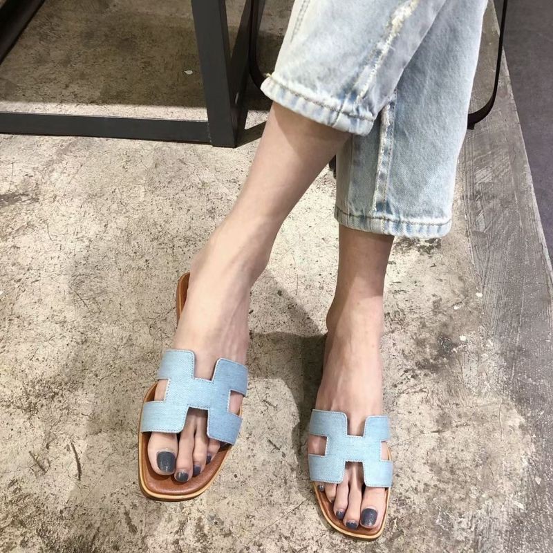 B(ẢNH THẬT) Dép Hm Quai Vải Denim Da Mềm Êm Fullbox Xốp Mút Bill Túi Cao Cấp LOẠI 1