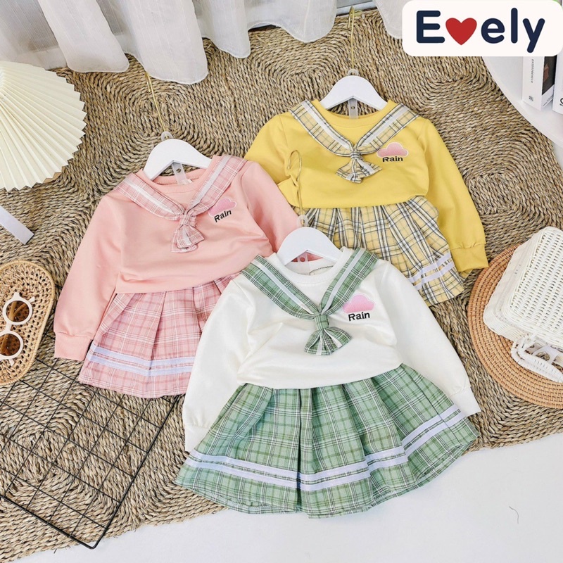 Sét Cho Bé Gái FREESHIP Áo Da Cá Kèm Chân Váy Có Quần Cực Kỳ Đáng Yêu - Bộ Đồ Mặc Vừa Cho 8=&gt;20kg [evelykids]
