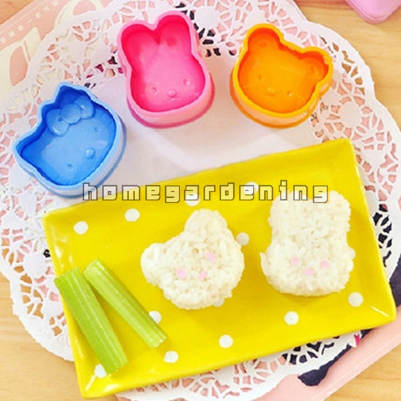 Set 3 Khuôn Làm Cơm Nắm Hình Thỏ / Gấu Hoạt Hình Đáng Yêu