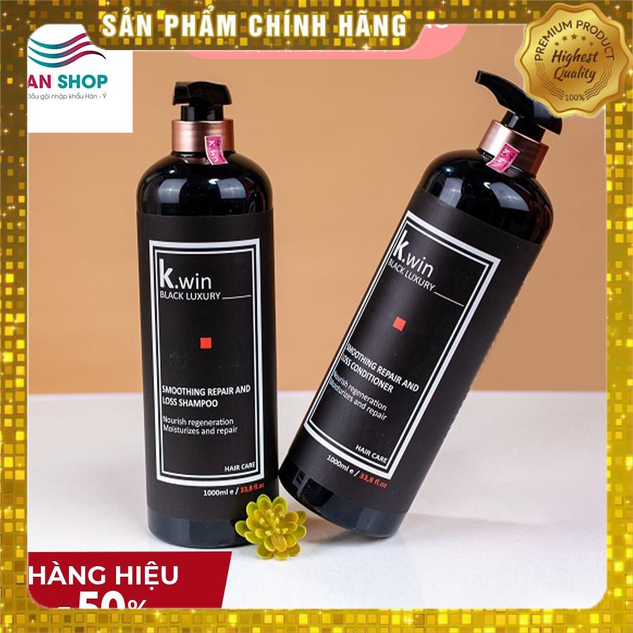Dầu gội xả cặp keratin collagen combo dưỡng tóc mượt phục hồi tóc hư tổn K.win luxury repair and loss 1000ml