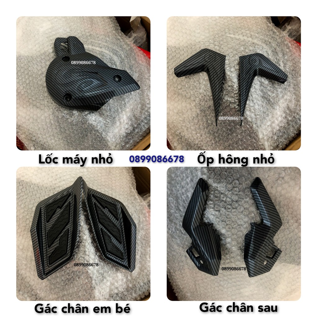 Phụ kiện Ốp Carbon Xe AirBlade AB 2020, 2021, 2022 - Pô E, Che Pô, Quạt Gió, Lốc Máy, Ốp Hông, Tay Xách, Thảm Chân