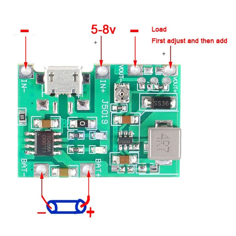 3.7V 9V 5V 2A Có thể điều chỉnh Bước lên 18650 Sạc pin Lithium Mô-đun tích hợp