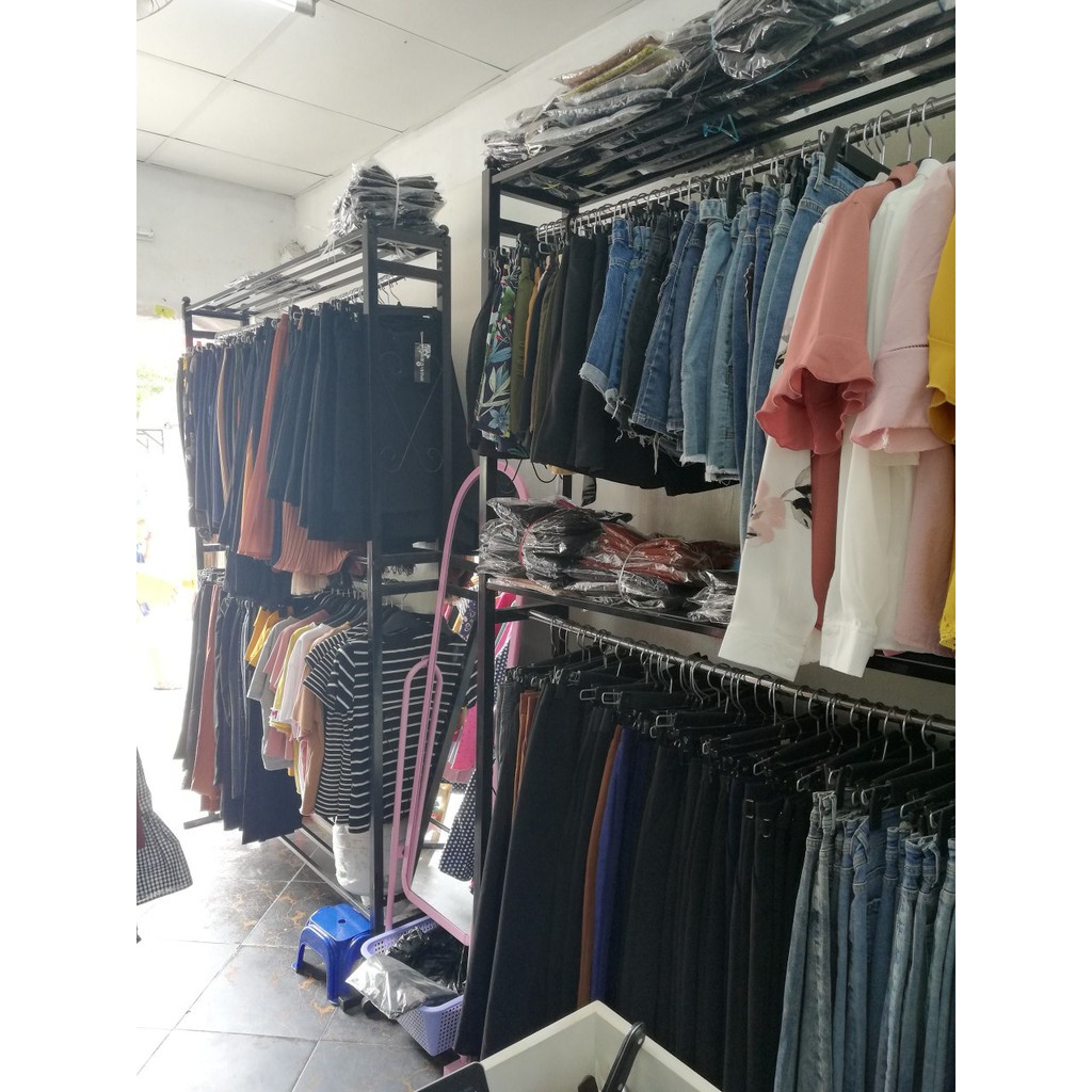 GIÁ TREO HỘP VUÔNG 2 TẦNG - KỆ TREO SHOP THỜI TRANG - DÀN TREO TREO MẪU CHỤP ẢNH VÀ LIVETREAM - SÀO TREO QUẦN ÁO