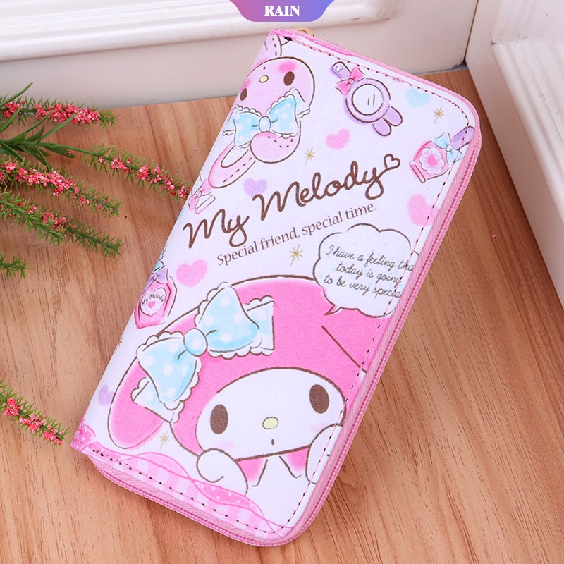 Ví Dài Đựng Tiền Xu Bằng Da PU 3 Kiểu In Họa Tiết Hoạt Hình Sanrio My Melody Dễ Thương Có Khóa Kéo Cho Nữ [RAIN]