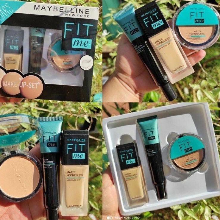 (Hàng Mới Về) Bộ Mỹ Phẩm Maybelline Fit Me 3 Trong 1 Màu Đen