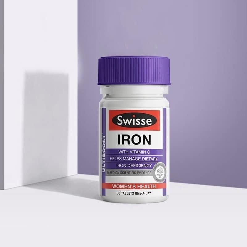Viên Bổ Sung Sắt Hữu Cơ - Swisse Ultiboost Iron Với Vitamin C, Tảo Xoắn - 30 viên