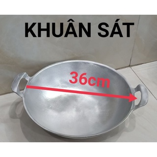 Chảo gang đúc bằng khuân sắt đường kính 36 cm đã được mài bóng