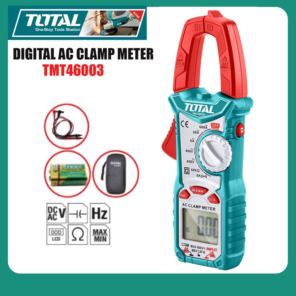 Ampe kìm cao cấp Total TMT46003 Đồng hồ kẹp đo dòng vạn năng AC DC Điện trở