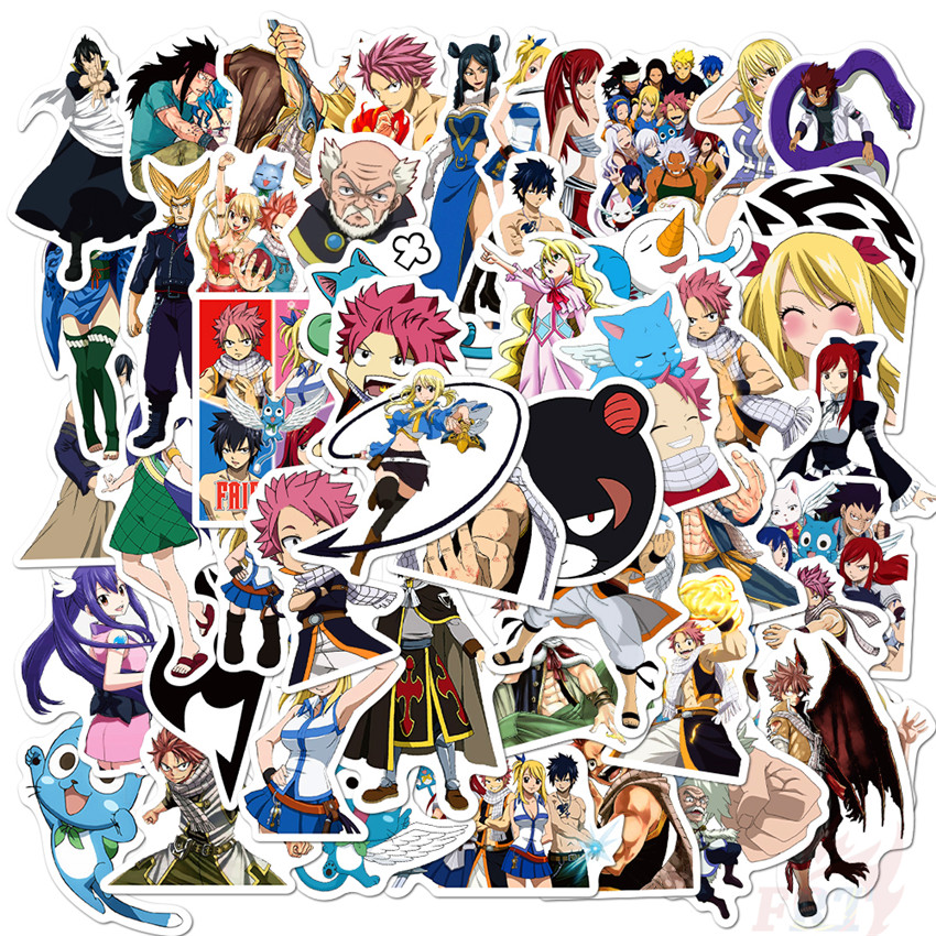 ❉ Fairy Tail - Series 04 Anime Natsu Lucy Erza Happy Stickers ❉ 50Pcs/Set Waterproof DIY Fashion Decals Doodle Stickers