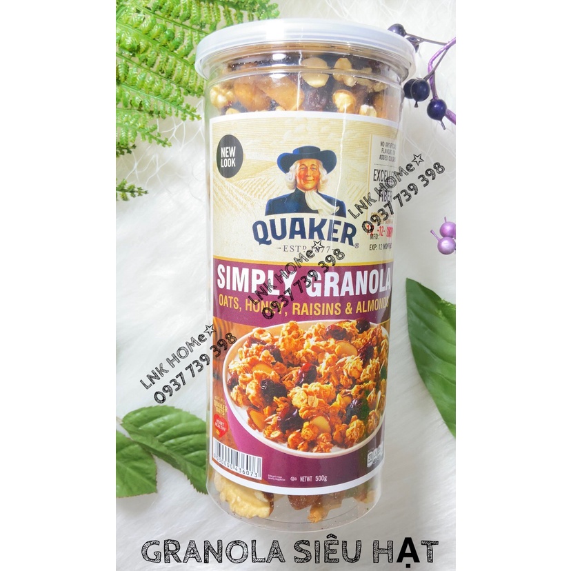 Granola Siêu Hạt cao cấp hủ 500gr, 90% các loại hạt, chỉ 10% yến mạch, Ngũ cốc ăn kiêng không đường