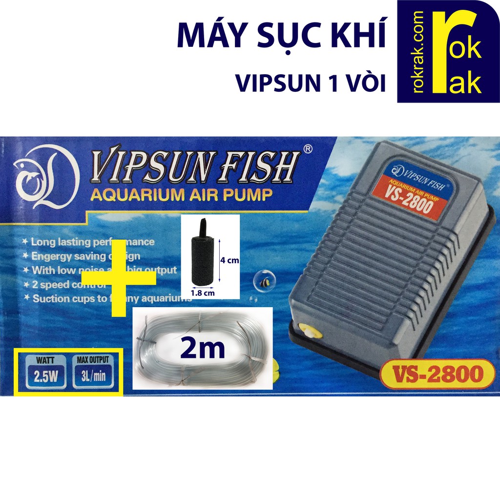 GIÁ SỈ- Máy sục sủi khí oxy 1 vòi Vipsun VS 2800 công suất nhỏ