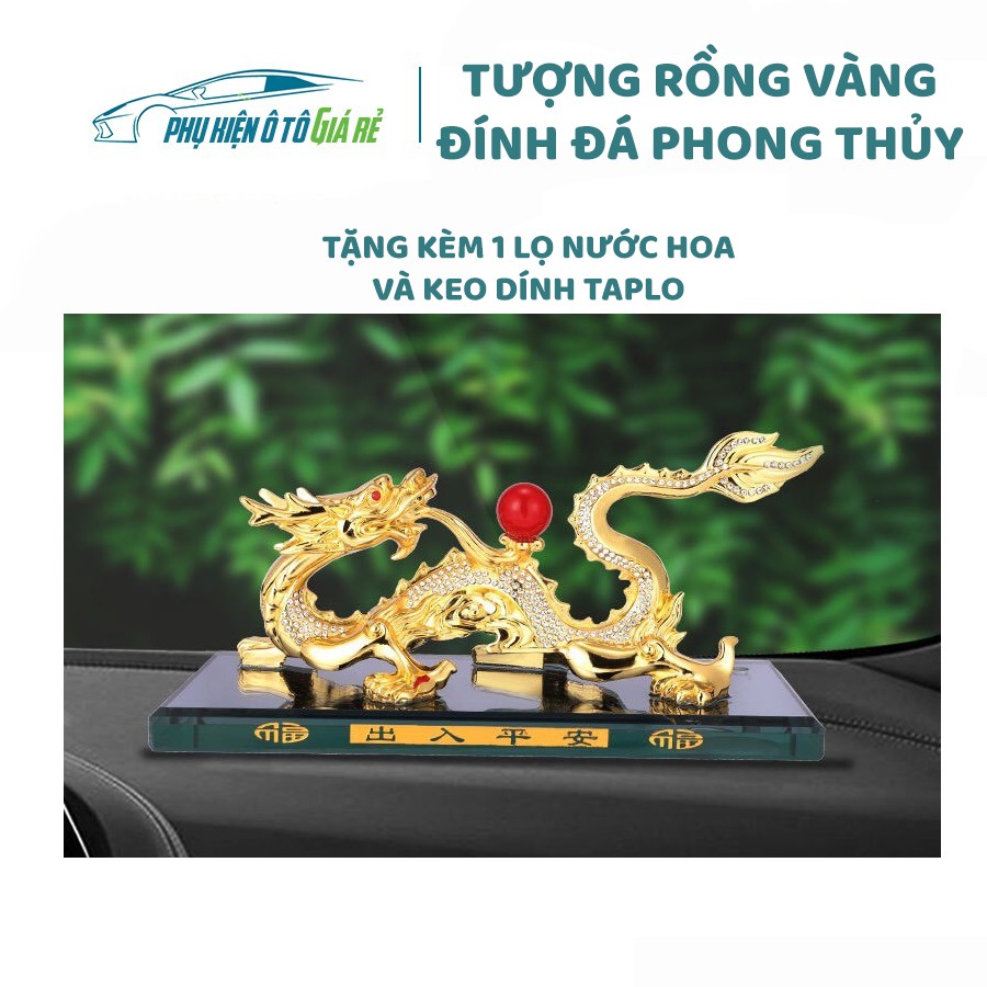 Nước hoa xe hơi tượng rồng vàng như ý nhả ngọc phong thủy cao cấp bằng hợp kim sang trọng, video tự quay