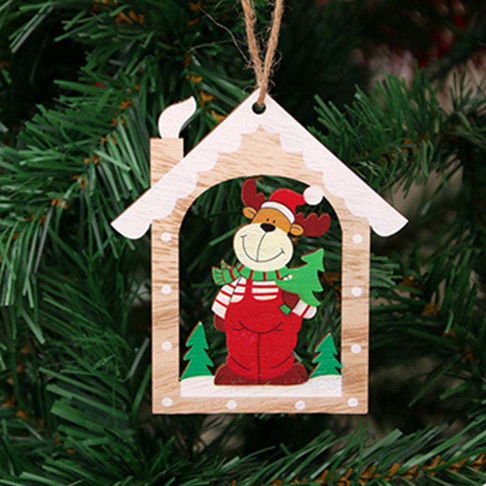 Phụ Kiện Trang Trí Giáng Sinh Hình Người Tuyết / Tuần Lộc / Ông Già Noel Bằng Gỗ