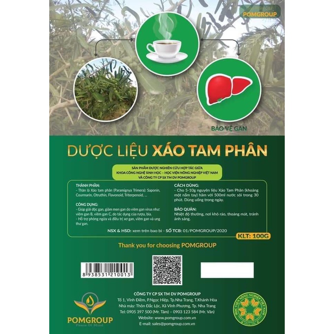 Trà túi lọc Xáo Tam Phân Khánh Hoà 10gói x2g/gói