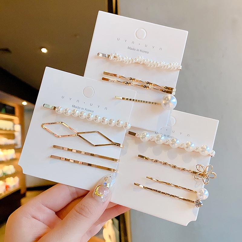 Bộ Set Cặp Tóc Mái Sáng Ánh Hàn Quốc Đơn Giản Tinh Tế Cho Nữ