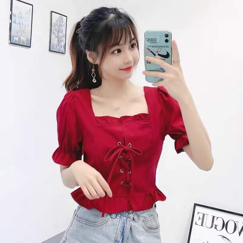 Áo Peplum Tay Bồng Đan Dây Ngực BigSize 65-90Kg [Hình Thật Chính Chủ]