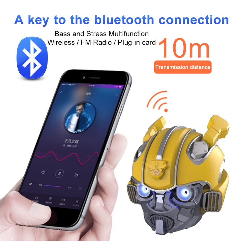 Loa Bluetooth Không Dây Mini Hình Mũ Bảo Hiểm Bumblebee Có Chức Năng Phát Nhạc Mp3 Tf Và Phụ Kiện