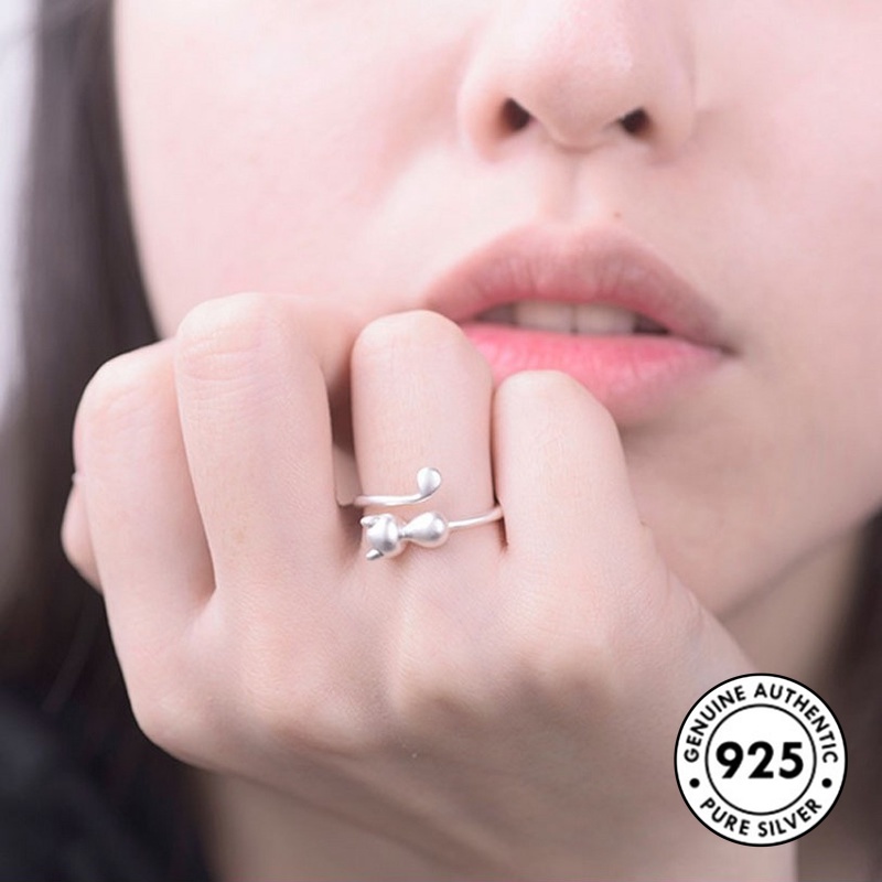 Nhẫn Mạ Bạc 925 Hình Mèo Dễ Thương