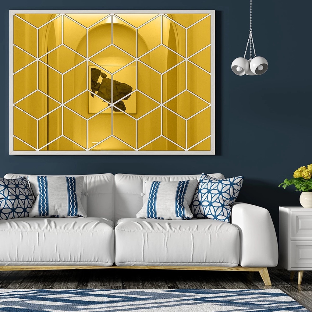 Gương Dán Tường Bằng Acrylic Tráng Gương Họa Tiết Kim Cương 3D Độc Đáo Trang Trí Nhà Cửa