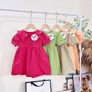 Váy babydoll kẻ caro cổ bèo siu xinh