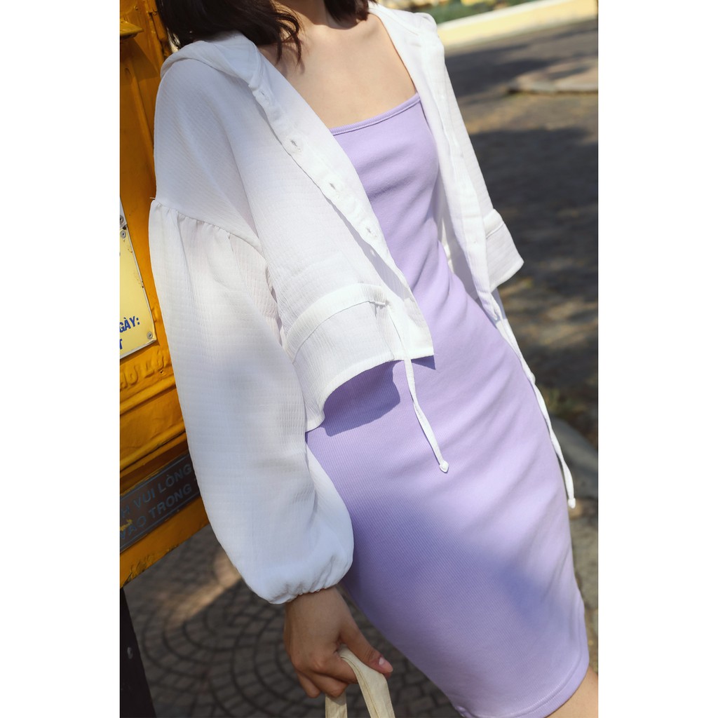 Áo khoác cardigan dài tay thời trang GAGO self-tie waist long sleeve màu trắng GA3363 | BigBuy360 - bigbuy360.vn