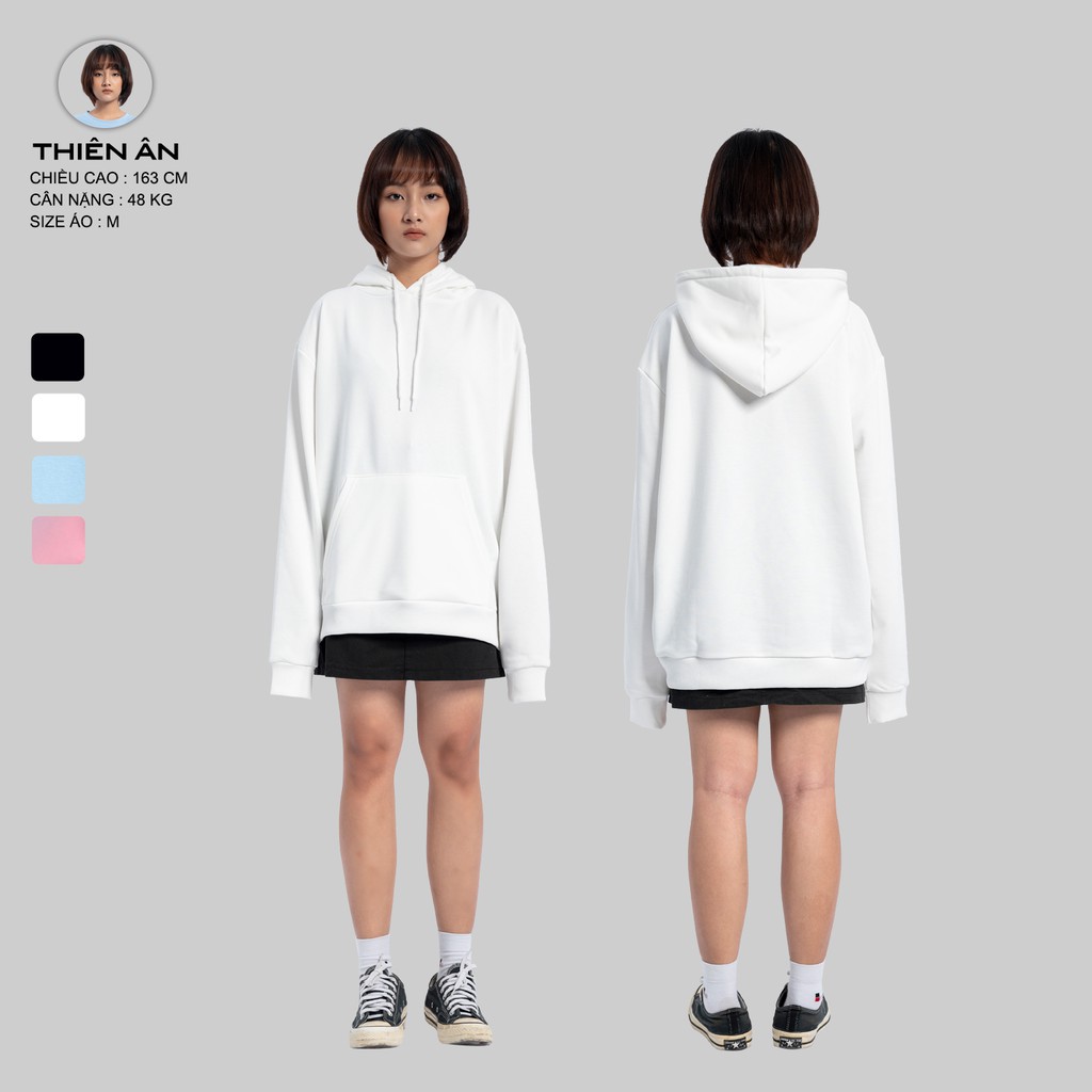 Áo Hoodie URBAN OUTFITS HOO05 Kiểu Trơn Regular Fit Nón Rộng Cotton French Terry 350GSM Local Brand