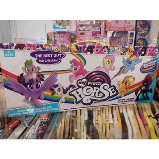 Hộp đồ chơi 4 chú ngựa pony kèm kẹp tóc
