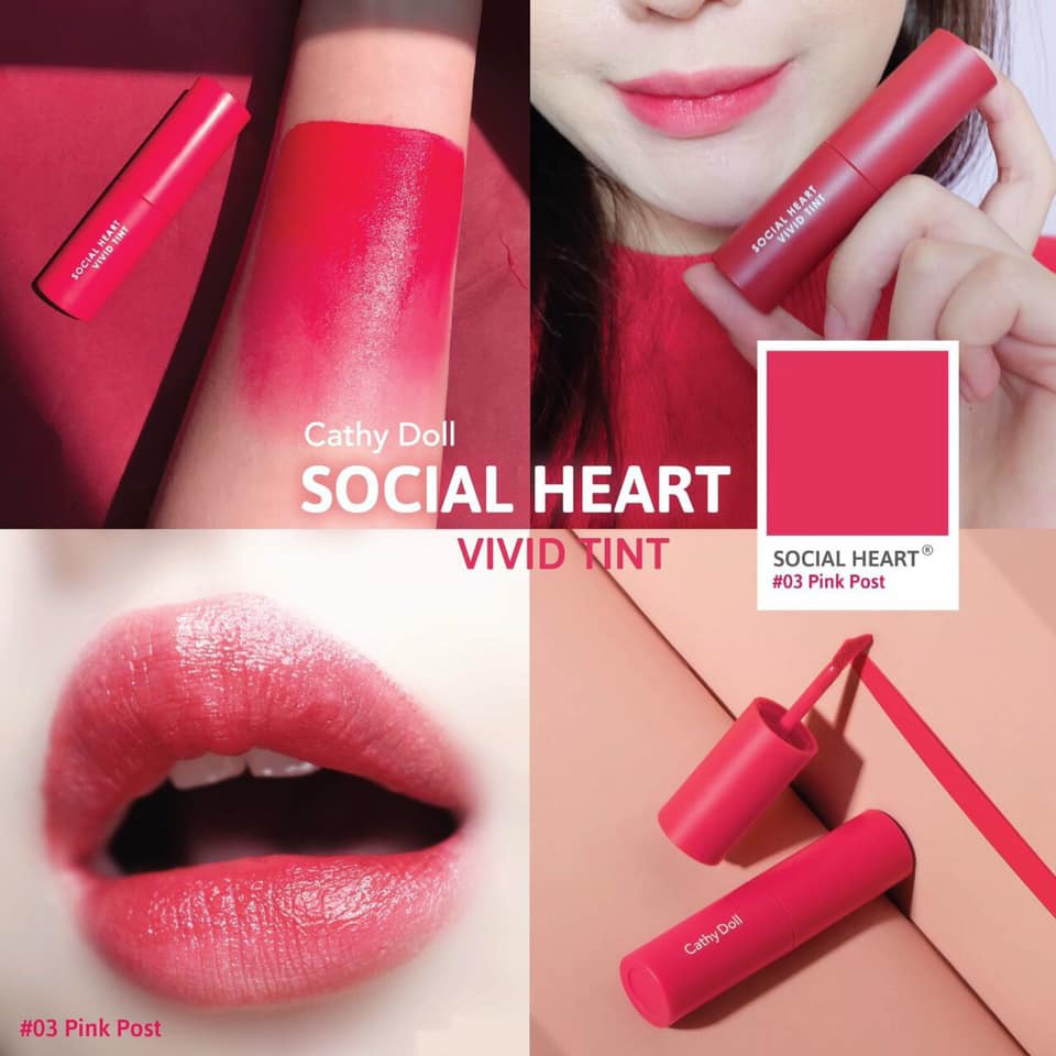 Son Tint Mềm Môi Cathy Doll Social Heart Vivid Tint Trúc Cosmetics | BigBuy360 - bigbuy360.vn
