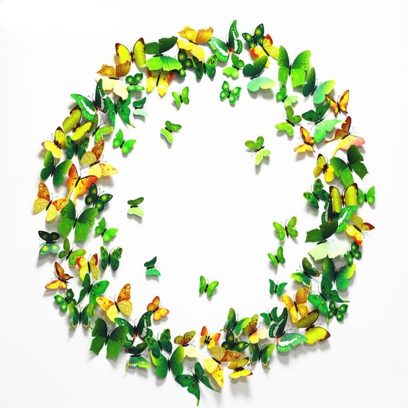 Set 12 Bươm Bướm 3D Nhân Tạo Dán Trang Trí Tủ Lạnh Đẹp Mắt