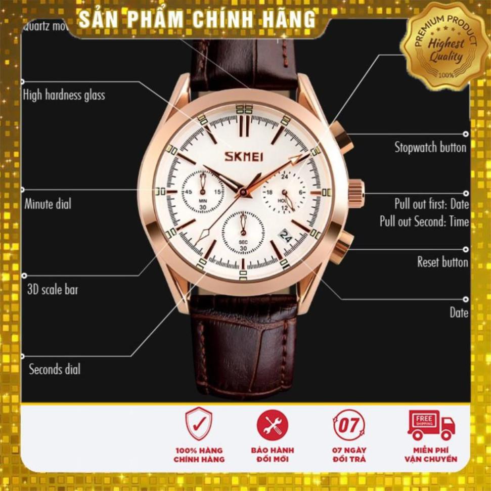 Hàng Cao Cấp -  Đồng hồ - NAM- Skmei 9127 chạy full 3 kim - Hành nhập khẩu chính hãng - lỗi 1 đổi 1