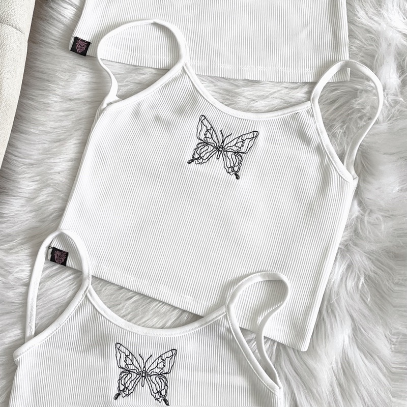 Áo hai dây thêu bướm