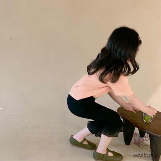 Quần dài phối ren nhún bèo phong cách Hàn Quốc xinh xắn dành cho bé gái