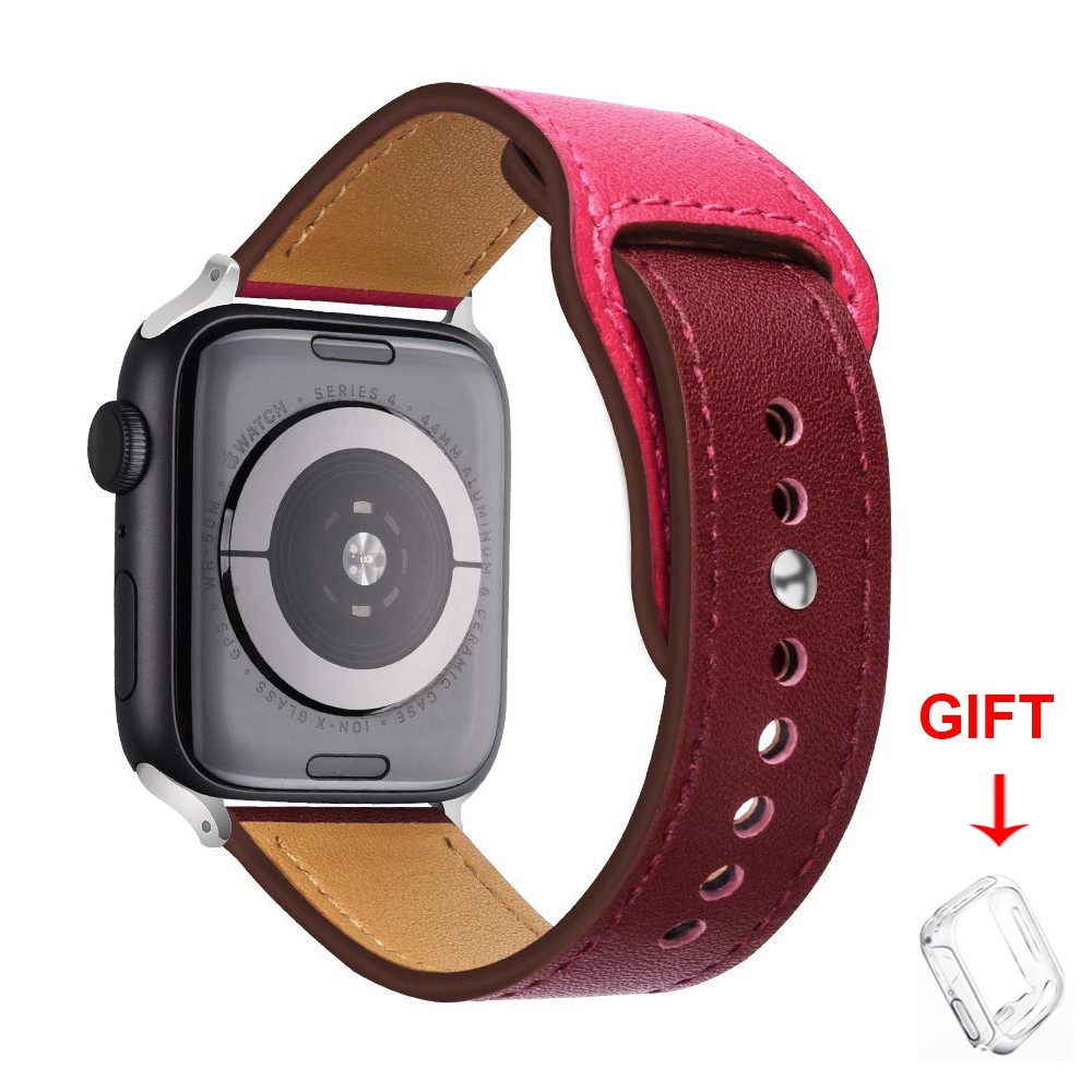 Dây Đeo Bằng Da Thật Cho Đồng Hồ Thông Minh Apple Watch Series 6 / Se / 5 / 4 / 3 / 2 / 1 Iwatch 38mm 40mm 42mm 44mm