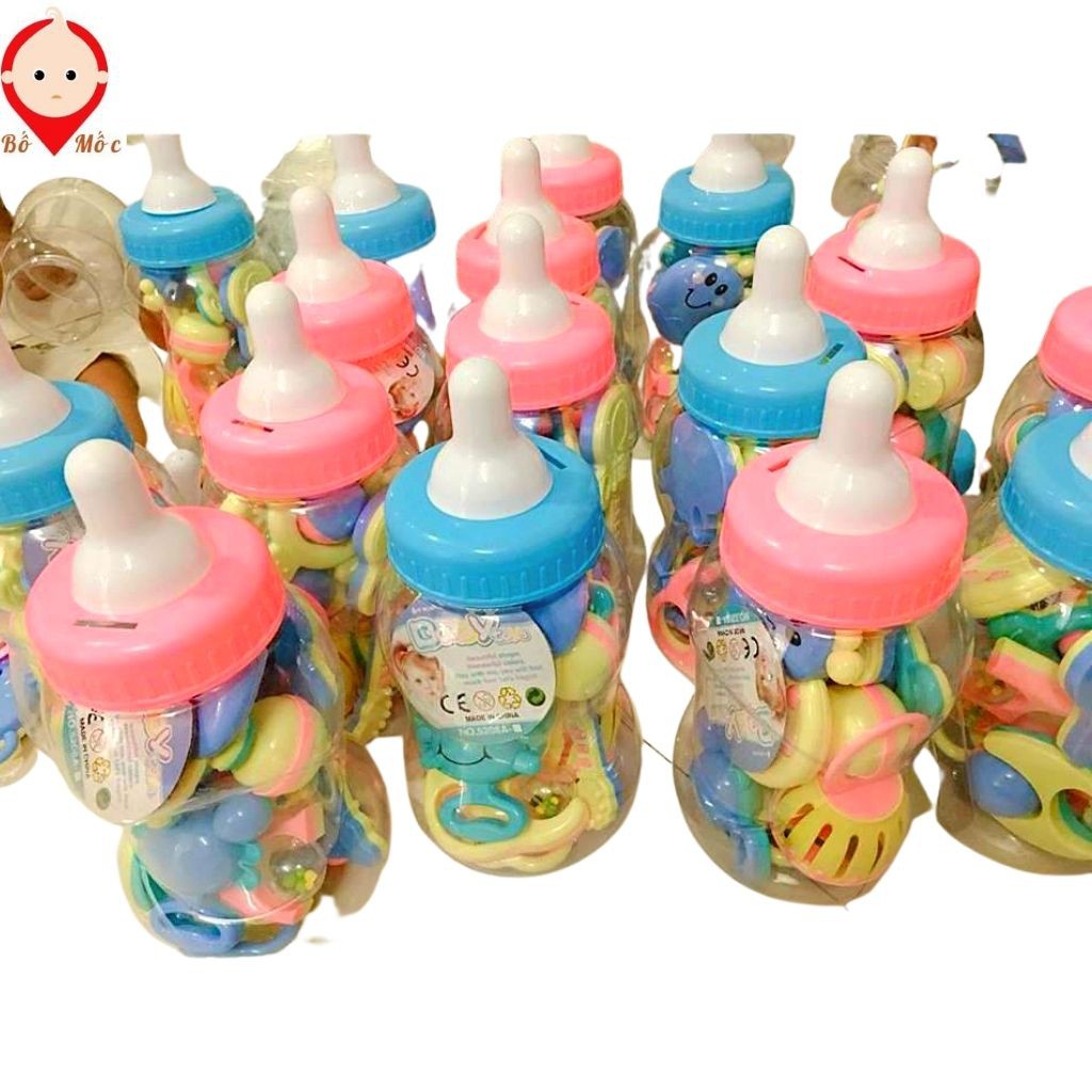 Đồ Chơi Xúc Xắc Lục Lạc - Bình Sữa Baby Toys 9 Món Cao Cấp Cho Bé Yêu - Shop Bố Mốc